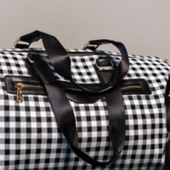 NEW! Super Durable Vinyl Buffalo Plaid Weekender Bag Boho Vacation Tote Cruise - Picture 2 of 2